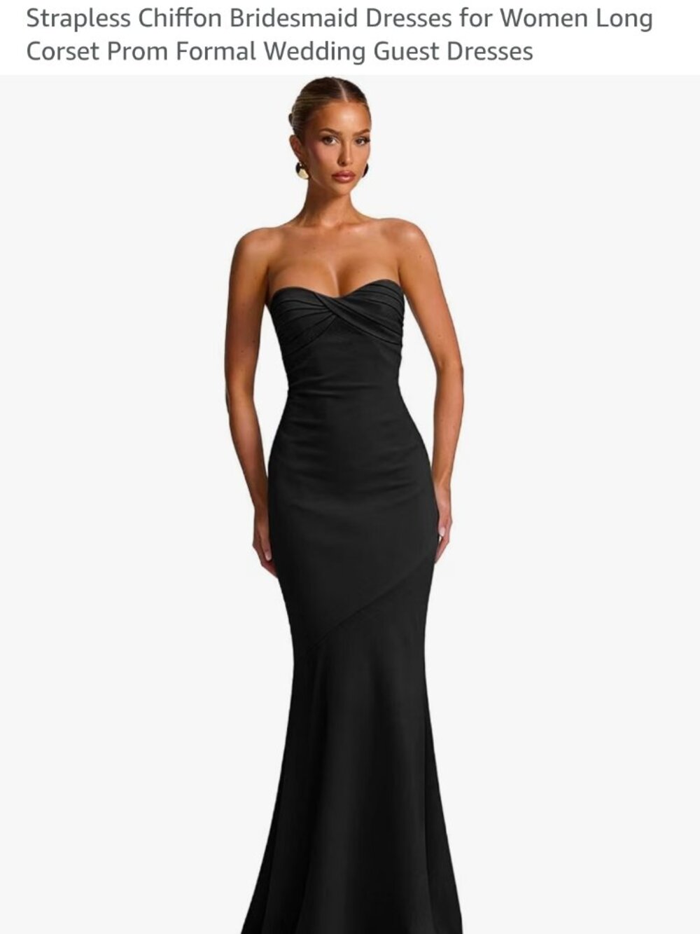 Stunning and classy long black strapless formal gown